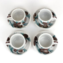 Load image into Gallery viewer, 4 Tepco "Needles and Pine" Pattern Cups & Saucers