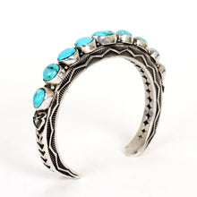 Load image into Gallery viewer, Sterling Silver Stamped Cuff With Turquoise by Sunshine Reeves