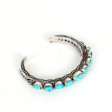 Load image into Gallery viewer, Sterling Silver Stamped Cuff With Turquoise by Sunshine Reeves