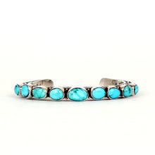 Load image into Gallery viewer, Sterling Silver Stamped Cuff With Turquoise by Sunshine Reeves