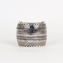 Load image into Gallery viewer, Sterling Silver Jewelry Large Stamped Cuff Bracelet by Navajo Artist Carson Blackgoat