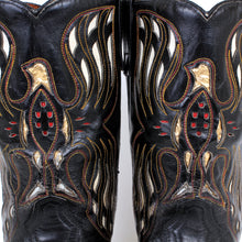 Load image into Gallery viewer, Vintage Acme Black Cowboy Boots With Fancy Inlaid Uppers