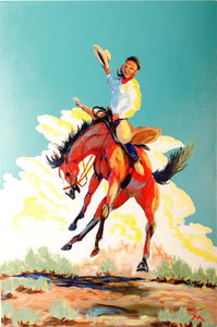 Bucking Bronco Original Western Painting by Dan Howard