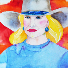 Load image into Gallery viewer, Original Blonde Cowgirl Watercolor by Linda Lucy Lunde