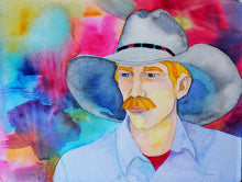Load image into Gallery viewer, Cowboy Art Original Watercolor by Linda Lucy Lunde