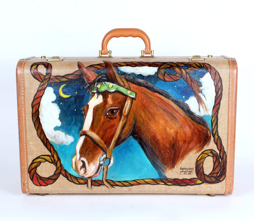 Horse Portrait Painting on Suitcase