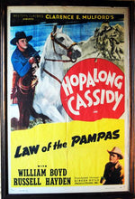 Load image into Gallery viewer, Hopalong Cassidy Vintage Movie Poster "Law of the Pampas"