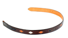 Load image into Gallery viewer, Handmade Brown Leather Belt with Arrow & Diamond Inlaid Designs sz 40-1/2"