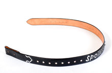 Load image into Gallery viewer, Black Handmade Leather Belt "Spoiled" Inlaid Design sz 34"