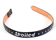 Load image into Gallery viewer, Black Handmade Leather Belt "Spoiled" Inlaid Design sz 34"