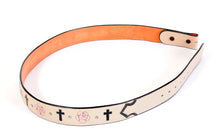 Load image into Gallery viewer, Beige Handmade Leather Belt &quot;Viva la Vida&quot; Inlaid Design sz 36&quot;