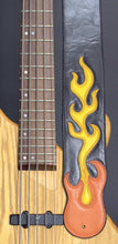 Load image into Gallery viewer, Handmade Black Leather Guitar Strap with Flames GS101