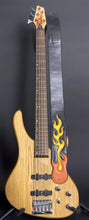 Load image into Gallery viewer, Handmade Black Leather Guitar Strap with Flames GS101