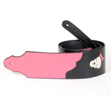 Load image into Gallery viewer, Black & Pink Leather Guitar Strap Handmade by Harriette Allison GS104