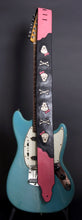 Load image into Gallery viewer, Skull Guitar Strap in Black & Pink Leather with Skulls
