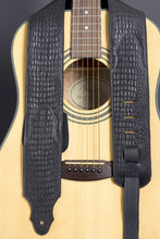 Load image into Gallery viewer, Handmade Black Embossed Leather Guitar Strap GS115