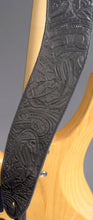 Load image into Gallery viewer, Handmade Ergonomic Guitar Strap Black Embossed Leather GS119