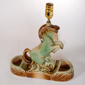 Ceramic Rearing Horse Vintage Lamp with Planters HD129