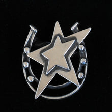 Load image into Gallery viewer, Sterling Silver Scarf Slide Star & Horseshoe JOA244