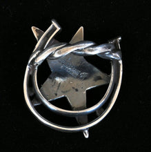 Load image into Gallery viewer, Sterling Silver Scarf Slide Star & Horseshoe JOA244