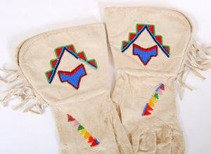 Vintage Leather Gauntlets with Native American Beading N126