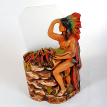 Load image into Gallery viewer, Vintage Chalkware Lamp Native American Motif N223