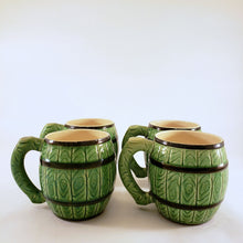 Load image into Gallery viewer, Vintage Set of 4 Faux Bois Barrel Style Ceramic Mugs