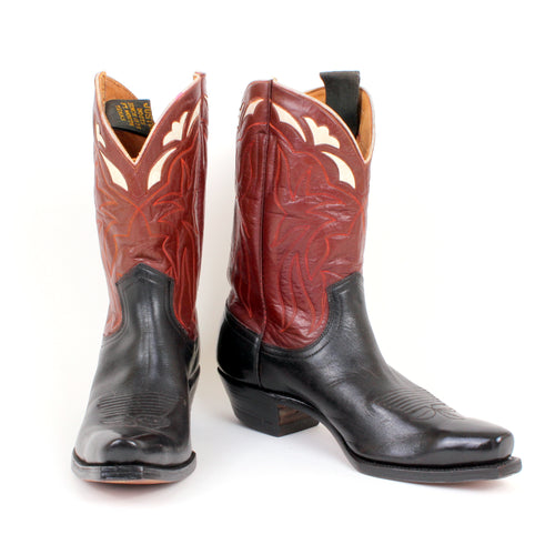 Vintage Women's Justin Cowboy Boots in Brown and Black