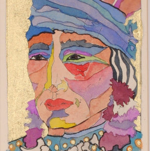 Framed Watercolor Native American Portrait by Linda Lucy Lunde