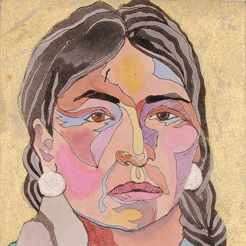 Native American Portrait Watercolor Original by Linda Lucy Lunde