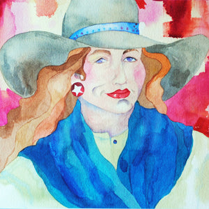 Cowgirl Watercolor Original by Linda Lucy Lunde