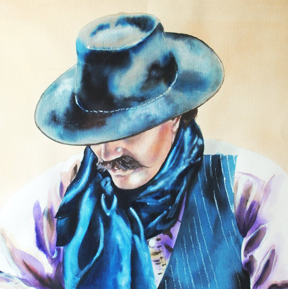 Buckaroo Watercolor by Nevada Artist Sam Brown – Lucky Star Gallery