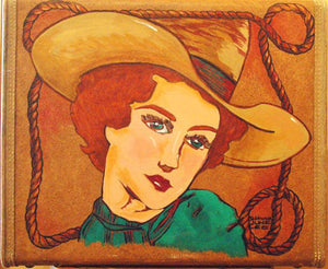 Vintage Suitcase Art Original Painting "30s Western Starlet"