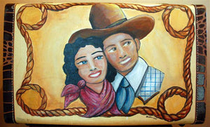 Cowboys Sweetheart Painting on Vintage Suitcase by Shawna June Lee