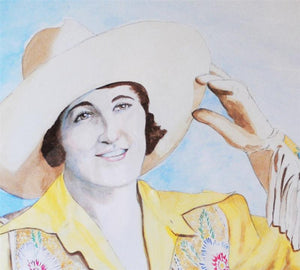 Vintage Cowgirl Portrait in Watercolor