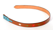 Load image into Gallery viewer, Brown Handmade Belt with Floral &amp; Heart Inlaid Designs sz 41-1/2&quot;