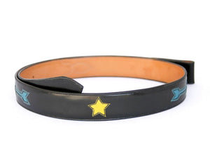 Handmade Black Inlaid Belt with Arrows & Stars