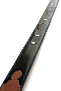 Handmade Inlaid Black Leather Belt with Arrows & Stars sz 40"