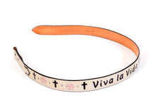Load image into Gallery viewer, Beige Handmade Leather Belt &quot;Viva la Vida&quot; Inlaid Design sz 36&quot;