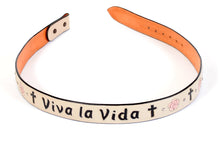 Load image into Gallery viewer, Beige Handmade Leather Belt &quot;Viva la Vida&quot; Inlaid Design sz 36&quot;