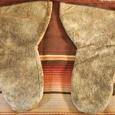 Vintage Leather Mittens with Hair-On Cowhide