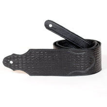 Load image into Gallery viewer, Handmade Black Embossed Leather Guitar Strap GS115