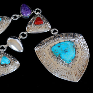 Native American Indian Silver and Turquoise Necklace JHW105