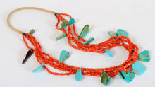 Load image into Gallery viewer, Native American Indian Coral &amp; Turquoise Necklace JPN101