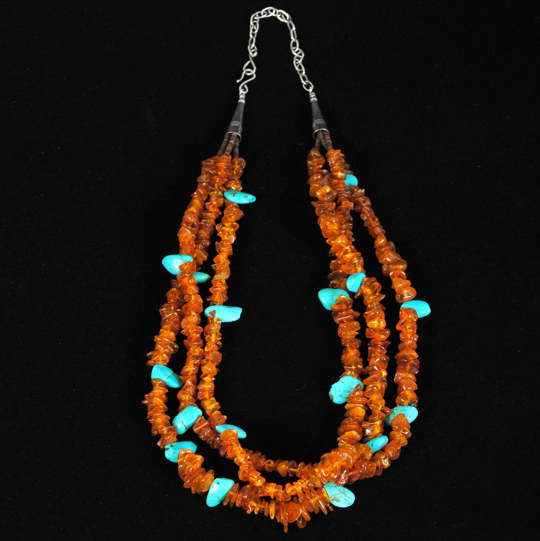 Amber & Turquoise Beaded Necklace JPN106