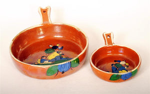 Vintage Mexican Serving Pots Redware Pottery 2 pcs