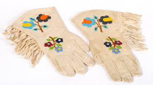 Vintage Leather Gauntlets with Native American Beading N127