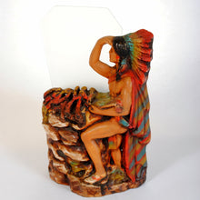 Load image into Gallery viewer, Vintage Chalkware Lamp Native American Motif N223