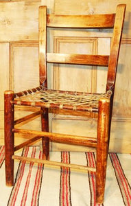 Vintage Rustic Side Chair with Woven Rawhide Seat R107