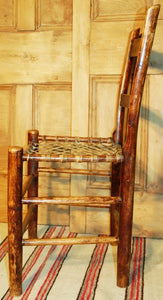 Vintage Rustic Side Chair with Woven Rawhide Seat R107